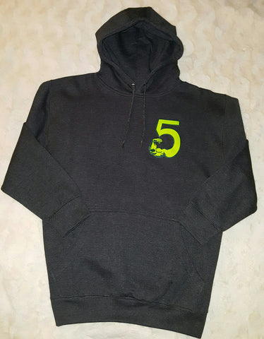Pullover Hoodie in Graphite Grey with Green 5MORE logo