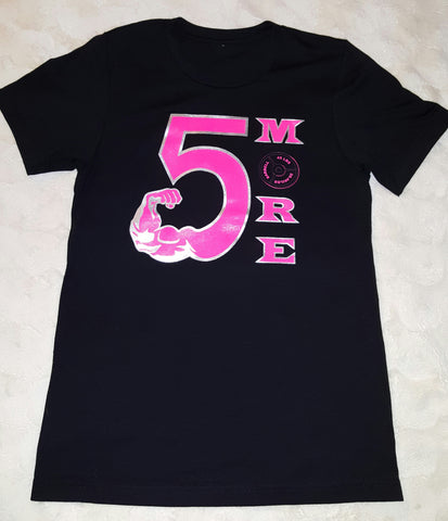 Black Crew Neck T-Shirt with Pink 5MORE Logo