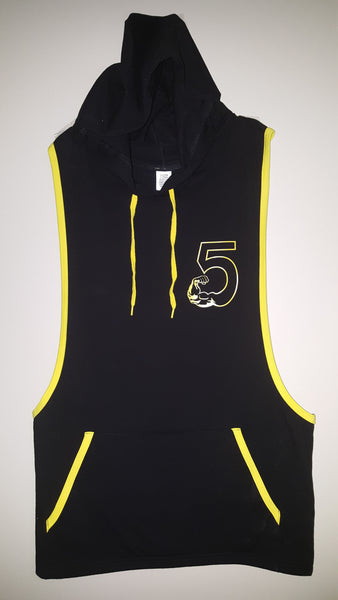 Stringer Tank Top Hoodie with Yellow Accent Trim