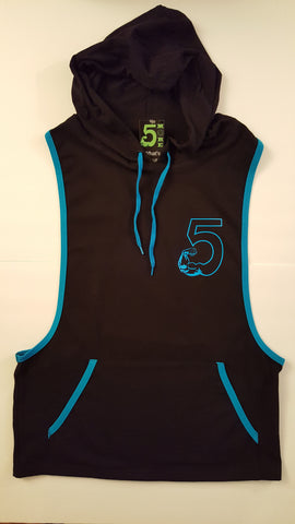 Stringer Tank Top Hoodie with Blue Accent Trim