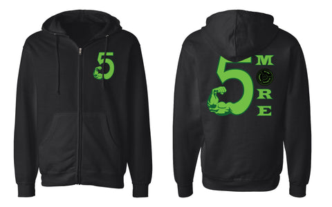 Zip-Up Hoodie with Green 5MORE logo on Front & Back