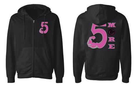 Zip-up Hoodie with Pink 5MORE logo on Front & Back